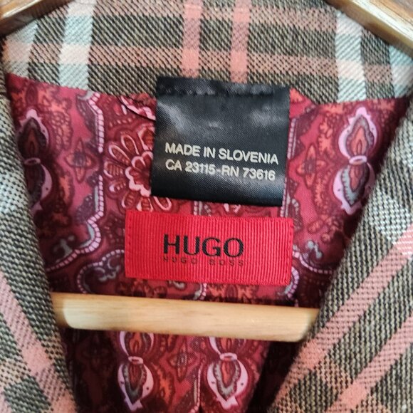Hugo Boss Women’s Plaid Wool Blend Blazer Pockets Size US 4 Brown Gray - Picture 9 of 13